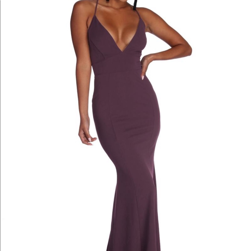 PLUM FORMAL LATTICE DRESS